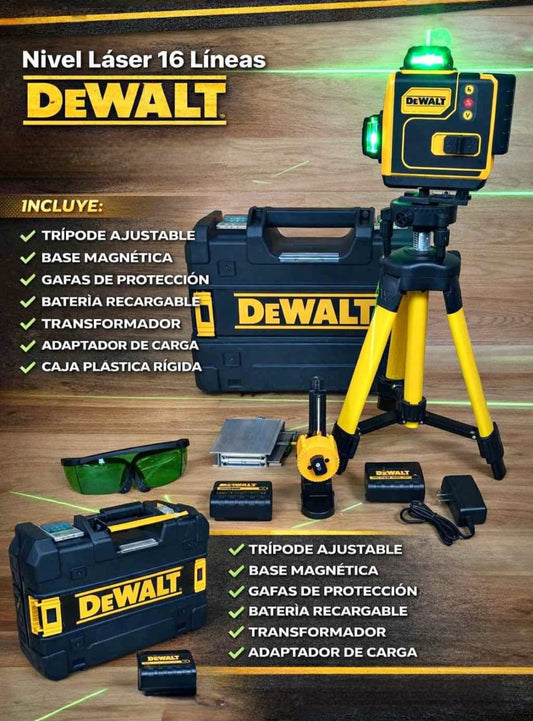 Nivel Láser Verde 4D 360° DeWALL M16X FUEL 16X  Con Control