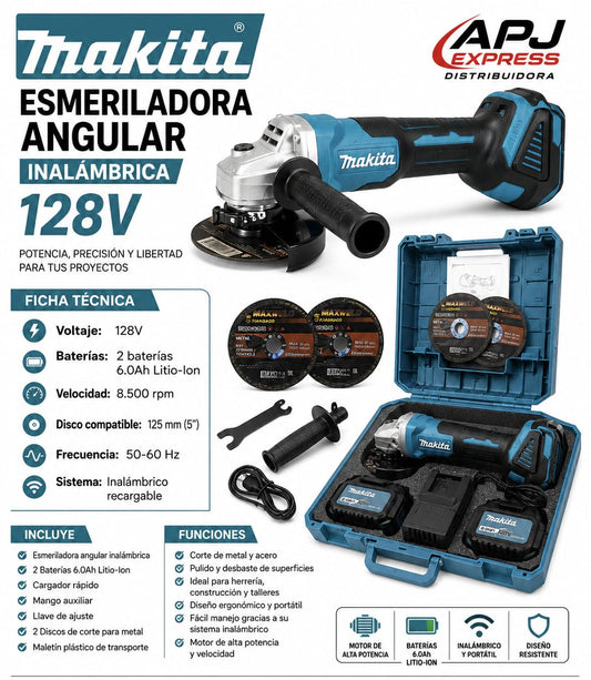 Pulidora Angular Inalámbrica Makita Profesional 8500 R/min